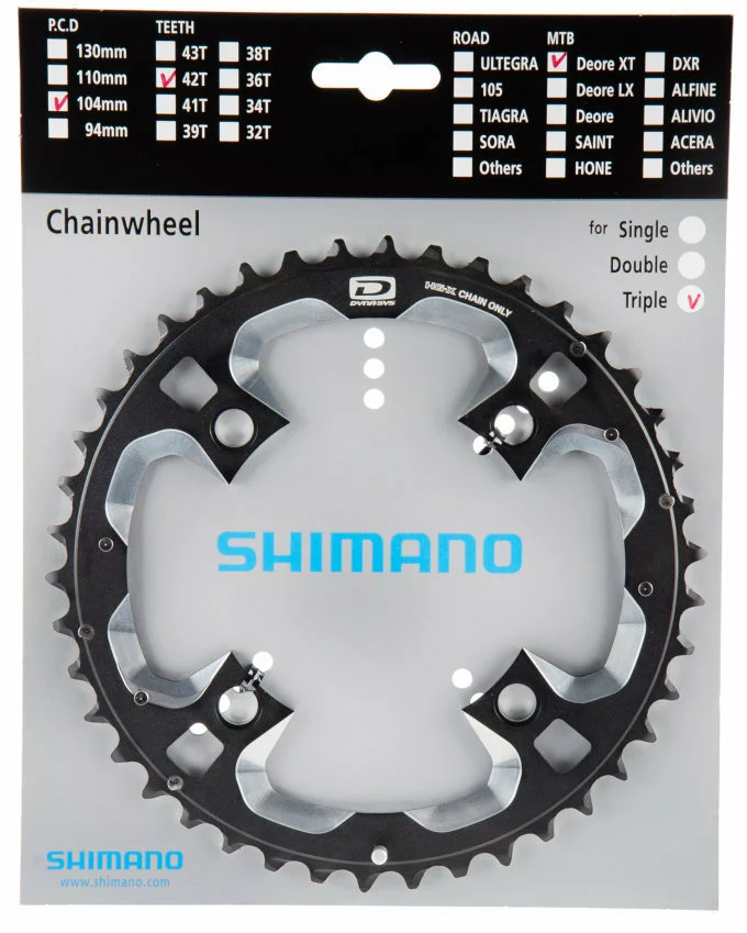 Shimano XT Ab 2011 4-Arm 10-fach 42 Zähne AE-Type Alu Schwarz-silber Y-1LW98030 *** 1 Shimano XT Ab 2011 4-Arm 10-fach 42 Zähne AE-Type Alu Schwarz-silber Y-1LW98030 ***