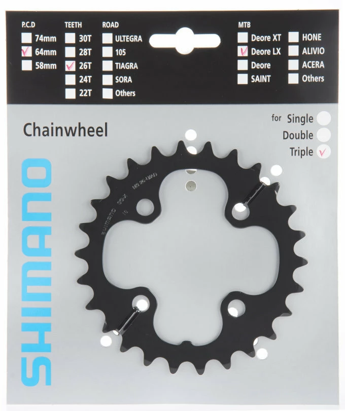 Shimano SLX Ab 2009 4-Arm 9-fach 26 Zähne AD-Type Stahl Schwarz Y-1KS26000 1 Shimano SLX Ab 2009 4-Arm 9-fach 26 Zähne AD-Type Stahl Schwarz Y-1KS26000